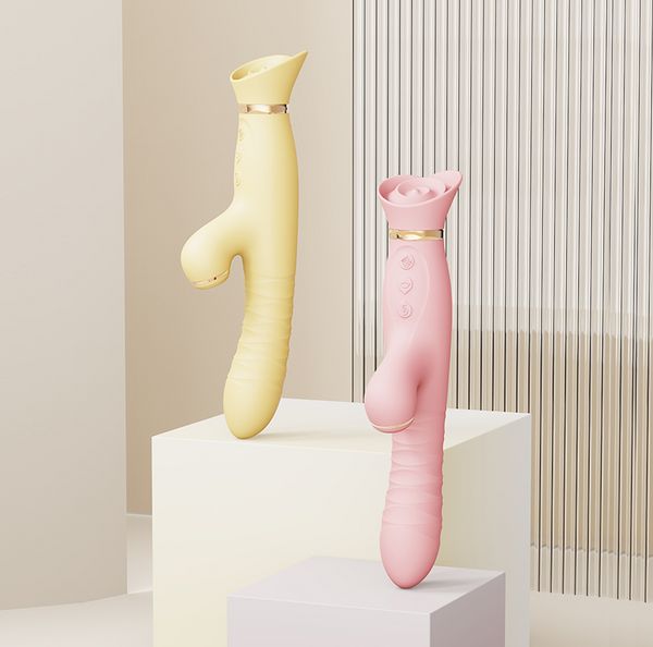 Вибратор с подогревом и вакуумной стимуляцией ZALO ROSE RABBIT YELLOW