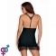 Cорочка Obsessive Chiccanta chemise & thong black S/M (410585) 4