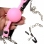 Кляп с зажимами на соски DS Fetish Locking gag with nipple clamps black/pink (221303054) 0