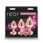 Набор анальных пробок с камнем Rear Assets Trainer Kit Heart Pink (NS18823) 0