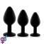 Набір анальних пробок з кристалом Rianne S: Booty Plug Set Black, 2,7 см, 3,5 см, 4,1 см (SO3889) 2