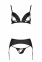 Комплект із еко-шкіри Passion Miley Set black S/M: трусики, бюстгальтер, пояс для панчох (SO5772) 1