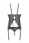 Корсет Passion Ursula Corset black L/XL, з пажами, трусики з ажурним декором і відкритим кроком (SO5835) 2