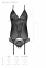 Корсет Passion Ursula Corset black L/XL, з пажами, трусики з ажурним декором і відкритим кроком (SO5835) 3