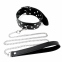 Ошейник с поводком из натуральной кожи с заклепками Art of Sex - Jenna Collar with Leash, черный (SO6698) 0