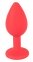 Анальна пробка силиікон з каменем Red Silicone Red S, 7,5х2,8 см (517127) 1