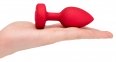 Анальна пробка з вібрацією та пультом керування B-Vibe Vibrating Heart Plug M/L Red (54015770000) 2