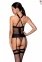 Сетчатый комплект корсет с халтером, съемные подвязки и трусики Amanda Corset black S/M - Passion (SO5319) 0