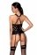 Сетчатый комплект с узором: корсет с халтером, подвязки, трусики Hima Corset black S/M - Passion (SO5350) 0