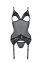 Корсет Passion Christa Corset black L/XL: с подвязками и ажурным лифом, стринги в комплекте (SO5756) 2