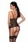 Сетчатый корсет из эко-кожи Passion Malwia Corset black L/XL: с люверсами и съемными пажами (SO5765) 0