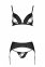 Комплект з еко-шкіри Passion Miley Set black XXL/XXXL: трусики, бюстгальтер, пояс для панчох (SO5773) 1