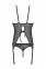 Корсет Passion Ursula Corset black S/M, с пажами, трусики с ажурным декором и открытым шагом (SO5836) 2