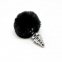 Металлическая анальная пробка Кроличий хвостик Alive Fluffly Twist Plug M Black (SO6309) 0