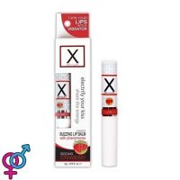 Стимулирующий бальзам для губ унисекс Sensuva - X on the Lips Strawberry с феромонами, клубника (SO4461)