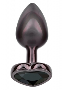Анальная пробка CalExotics Diamond Heart Plug Small, чёрная, 5,7 × 3,2 см (CE16516B)