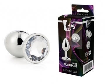 Анальна пробка з каменем GLEAMING LOVE SILVER PLUG MEDIUM (DT21786)