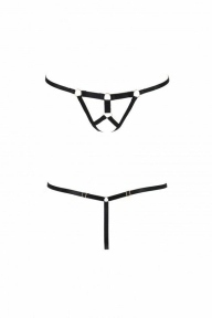 Трусики стрінги зі стреп ARMANDA THONG black XXL/XXXL - Passion Exclusive (SO1582)