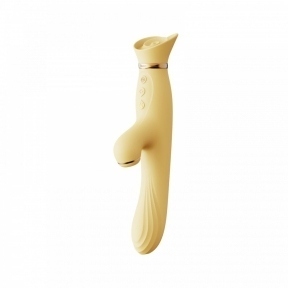Вібратор з підігрівом і вакуумної стимуляцією ZALO ROSE RABBIT YELLOW (ZL30134)