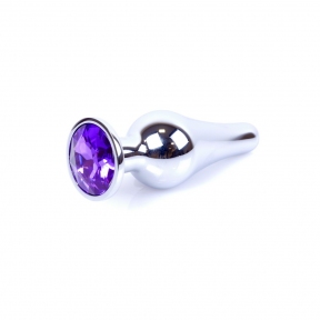 Анальная пробка с камнем Plug-Jewellery Silver BUTT PLUG-Purple (64-00079)