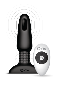 Анальна пробка з вібрацією та пультом керування B-VIBE RIMMING PLUG 2, чорна (BV380273)