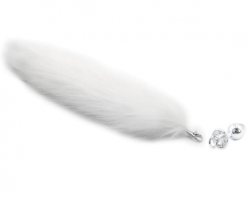 Анальна пробка штучне хутро DS Fetish Anal plug faux fur fox tail white polyeste.