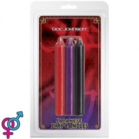БДСМ свечи низкотемпературные Doc Johnson Japanese Drip Candles - 3 Pack Multi-Colored