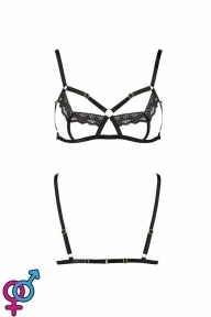 Бюстгальтер-стрепы с кружевом SOLON BRA black S/M - Passion Exclusive (PS28002)