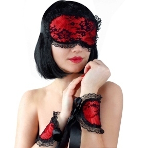 Кружевная маска на глаза с наручниками Mask and Handcuffs (SO5160)