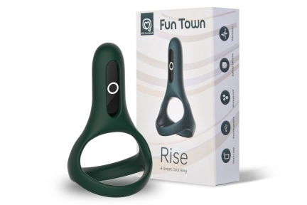 Двойное эрекционное кольцо Fun Town Rise Turquoise, управление со смартфона (SO5748)