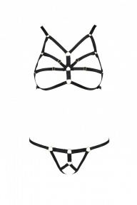 Комплект білизни зі стреп ARMANDA SET black L/XL - Passion Exclusive (SO6374)