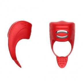 Эрекционное кольцо с электростимуляцией Foxshow – Vibrator – Silicone Ring Red USB (F63024)
