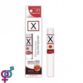 Стимулюючий бальзам для губ унісекс Sensuva - X on the Lips Strawberry з феромонами, полуниця (SO4461)
