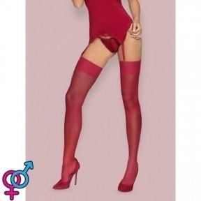 Чулки Obsessive S800 stockings ruby S/M (410803)