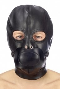 Капюшон с кляпом для БДСМ Fetish Tentation BDSM hood in leatherette with removable gag (SO4673)