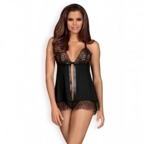 Бебидолл Obsessive Chiccanta babydoll & thong black S/M (410480)