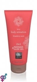 Лубрикант и массажное масло 2 в 1 Massage-& Glide gel 2in1 Strawberry scent, 200 мл (HOT67071)