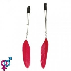 Зажимы на соски Nipple play пинцет перышки Red (810361)