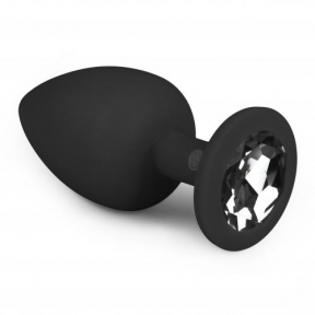 Анальная пробка с кристаллом Easytoys, силиконовая, черная, 10 х 4 см (ET63002)