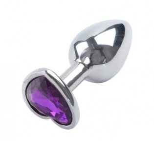 Анальна пробка Silver Metal Heart Dark Violet, S (820149)