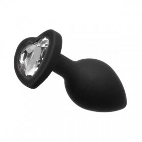 Анальная пробка Black Silicone Heart Diamond, S (820163)