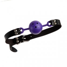 Кляп из экокожи Loveshop Latex BREATHABLE BALL GAG PURPLE (F61409)