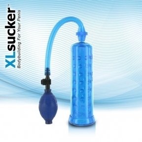 Вакуумная помпа XLsucker Penis Pump Transparant, 19,5х5,4 см (Синий)