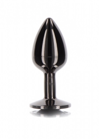 Анальна пробка L чорна металева із чорним каменем Butt Plug With Diamond Jewel Taboom (T17118)