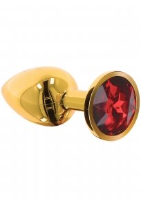 Анальная пробка металлическая золотистая L Butt Plug With Diamond Jewel Taboom (T17169)