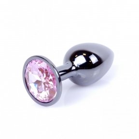Анальная пробка с камнем Plug-Jewellery Dark Silver PLUG - Rose размер S (64-00027)