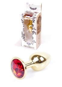 Анальна пробка з каменем Plug-Jewellery Gold PLUG-Red розмір S (64-00019)