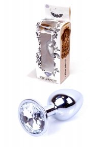 Анальна пробка з каменем Plug-Jewellery Silver PLUG- Clear розмір S (64-00012)