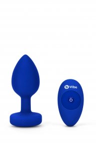 Анальна пробка з каменем та з вібрацією L/XL B-Vibe з дистанційним пультом керування, синя (BV32754)