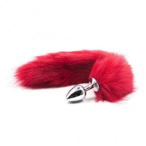 Анальна пробка S лисий хвіст DS Fetish Anal plug S faux fur fox tail Red polyeste